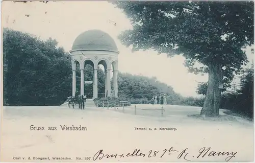 Wiesbaden Pferdefuhrwerk, Tempel auf dem Neroberg