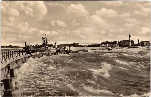 Warnemünde Rostock Westmole Foto Ansichtkarte 1960