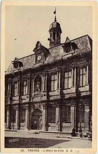 Troyes L Hôtel de Ville Aube Ansictskarte CPA 1935