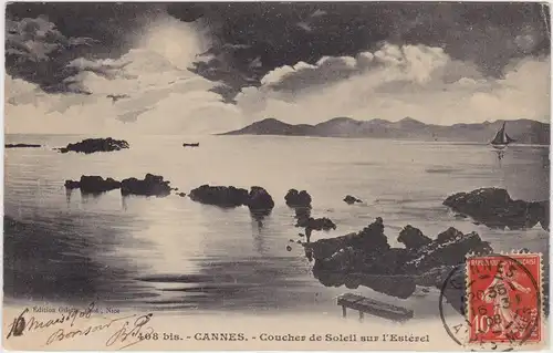Cannes Coucher de Soleil sur l&#039;Estevel 1908
