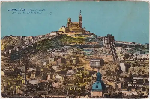 CPA Marseille Bouches-du-Rhône  Vue génerale sur N.-D. de la Garde 1914