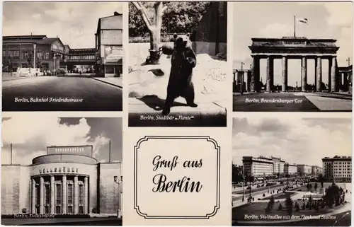 Mitte-Berlin Mehrbild: Brandenburger Tor, Bahnhof und Stalinallee