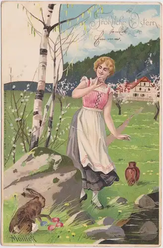 Ansichtskarte  Fröhliche Ostern 1906 Mailick