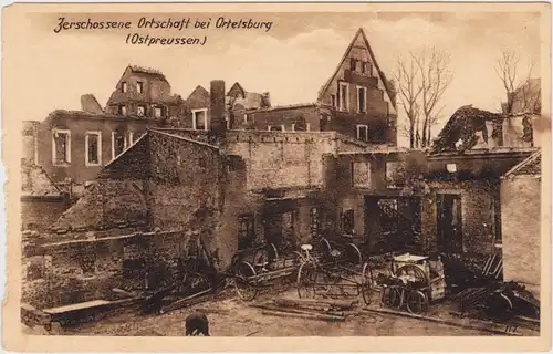 Ortelsburg (Ostpreußen) zerschossene Ortschaft 