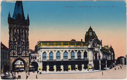 Prag Praha Vintage Postcard Ansichtskarte  Prasna brana aobecni dum 1915