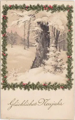  Neujahr Glückwünsche - Fenster mit Winterlandschaft 1932