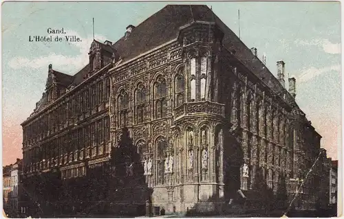 Gent Ghent (Gand) Hôtel de Ville, Stadhuis 1915