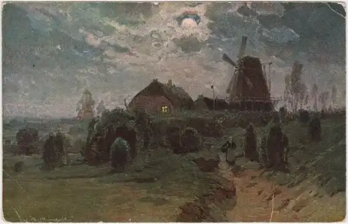  Gemälde mit Windmühle 1921