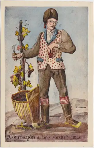 Ansichtskarte  Compagon du bois lordu 1820/Weinrebe Ernte Künstlerkarte 1930