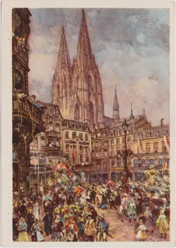 Köln Kölner Karneval Sonderstempel - Dom Drucksache Ansichtskarte 1939