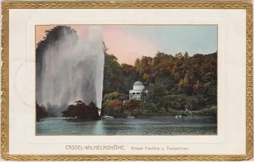 Bad Wilhelmshöhe-Kassel Große Fontaine Tempelchen (Parcepartout - Goldrand)