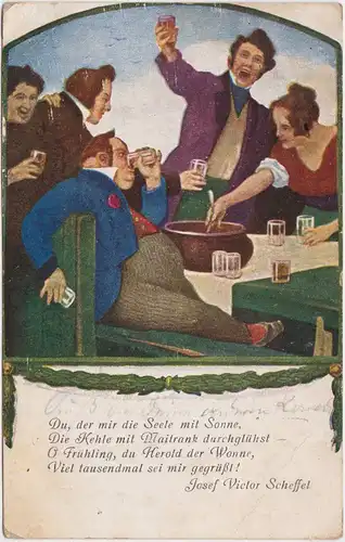  Künstlerkarte: "Maibowle" von Prof. Ludwig v. Zumbusch 1917
