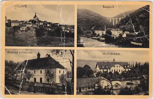 Eulau (Böhmen) 4 BIld: Hotel, Panorama und Schule