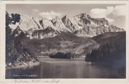 Garmisch-Partenkirchen Eibsee mit Zugspitze 1928