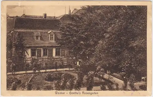 Ansichtskarte Weimar goethes Rosengarten 1916