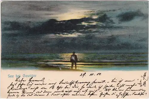  Künstlerkarte: See bei Gewitter 1904