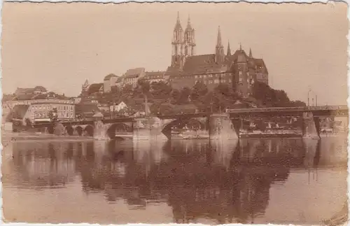 Meißen Brücke und Stadt (Privatfotokarte)