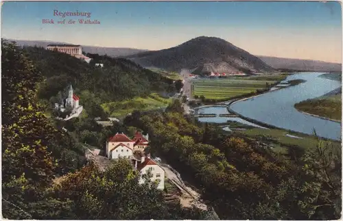 Regensburg Straßenpartie, Walhalla Ansichtskarte 1925