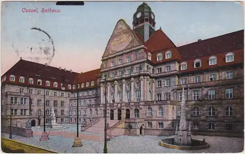 Kassel Cassel Rathaus und Vorplatz 1917