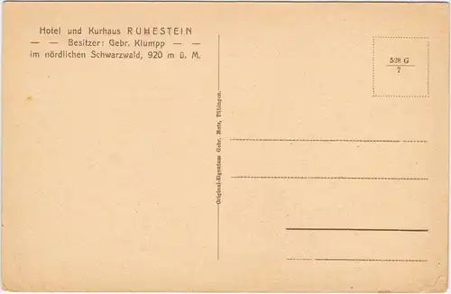 Ruhestein-Seebach Kurhaus Ruhestein 1929