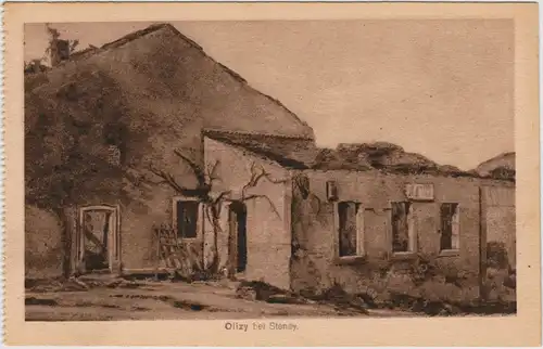 Olizy-sur-Chiers Ansicht zerstörtes Haus, Erster Weltkrieg