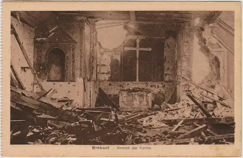 Brabant-sur-Meuse Zerstörte Kirche Innenansicht: Ansichten Erster Weltkrieg