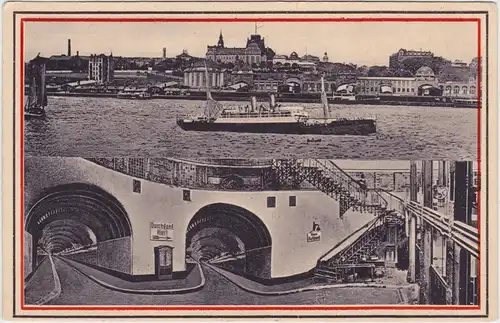 Ansichtskarte St. Pauli Hamburg Innnenansicht Elbtunnel 2 Bild (Patriotika) 1918