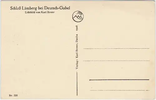 Deutsch Gabel Jablonné v Podještědí Schloss Lemberk / Lämberg 1928