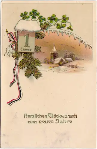  Neujahrsgrüße - Prägekarte 1916