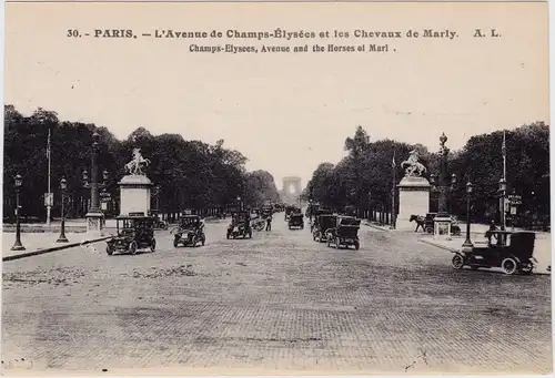 Paris Avenue des Champs-Elysées - autos CPA Ansichtskarte 1920