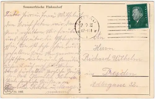 Finkendorf-Ringelshain Polesí Rynoltice Dorfpartie 1932