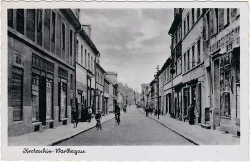 Krotoschin Krotoszyn Straßenpartie mit Geschäften 1939