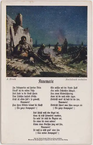  Kriegsszene  - Liedtext - Annemaria (Erster Weltkrieg) 1917