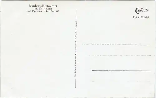 Bad Pyrmont 4 Bild: Bomberg Terassen - Bar, Gastraum, Haus und Umland 1953