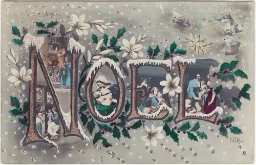  Weihnachts-Künstlerkarte: Bibelszenen - Franreich 1906