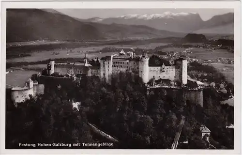Salzburg Luftbild Festung Hohen Salzburg mit Tennengebirge 1939