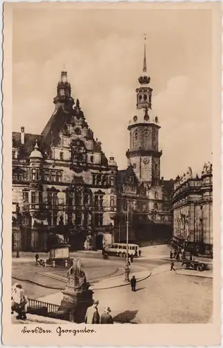 Foto Ansichtskarte Altstadt Dresden Georgentor mit Automobilen 1935