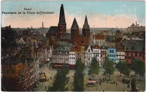 Gent Ghent (Gand) Panorama de la Place du Vendredi 1915