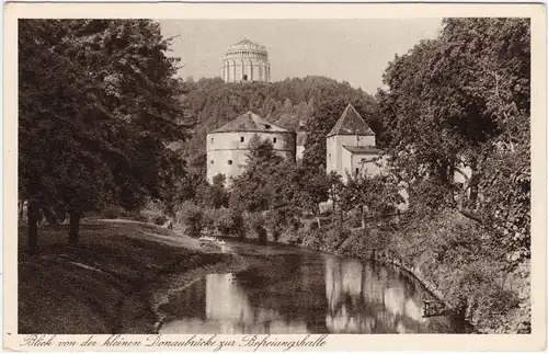 Kelheim Blick von der kleinen Donaukirche auf die Befreiungshalle 1930