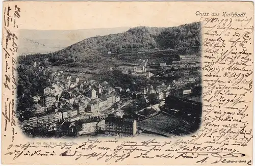 Karlsbad Karlovy Vary Blick von der Franz Josef-Höhe 1899