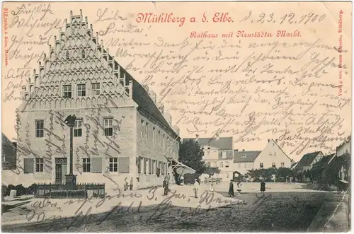 Mühlberg/Elbe Miłota Partie am Neustädter Markt - Rathaus 1900