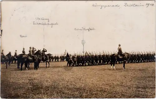 Zeithain Privatfoto AK: Friedrich August III. - Königsparade 1910