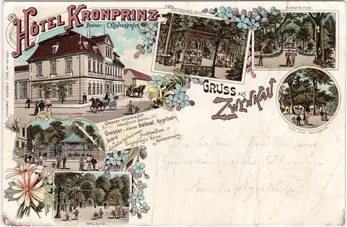 Zwenkau Litho AK: Hotel Kronprinz 1900
