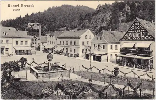 Bad Berneck i.Fichtelgebirge Markt mit Cafe und Conditorei 1915