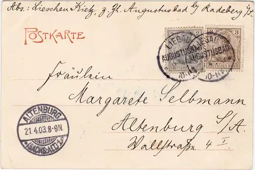 Liegau-Augustusbad-Radeberg Partie am  Schwanenteich 1903