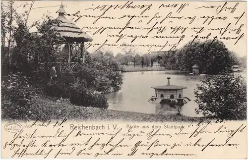 Reichenbach (Vogtland) Partie aus dem Stadtpark - Pavillon 1903