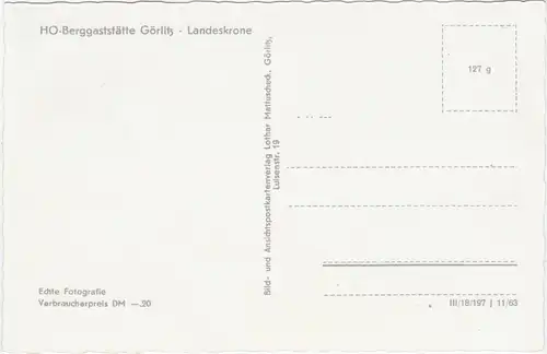 Görlitz Zgorzelec 3 Bild: Landeskrone mit Wirtschaft - Saal 1963