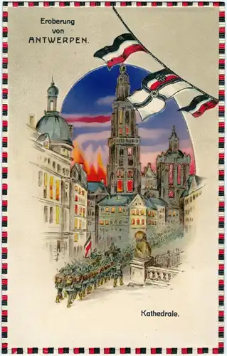 Antwerpen Anvers Reliefkarte - Erster Weltkrieg 1915