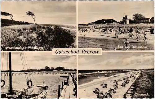 Prerow Mehrbildkarte: Bootssteg und Strand  Foto Ansichtskarte 1963