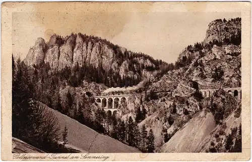 Ansichtskarte Semmering Polleroswand-Tunnel am Semmering 1922